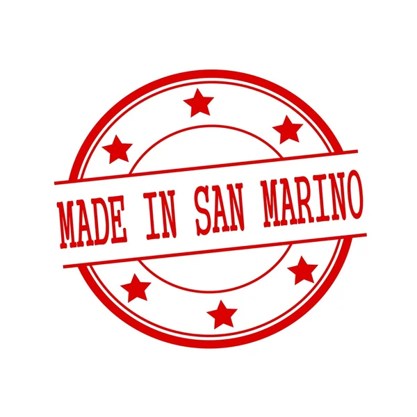 Made in San Marino red stamp text on red circle on a white background and star — 图库照片