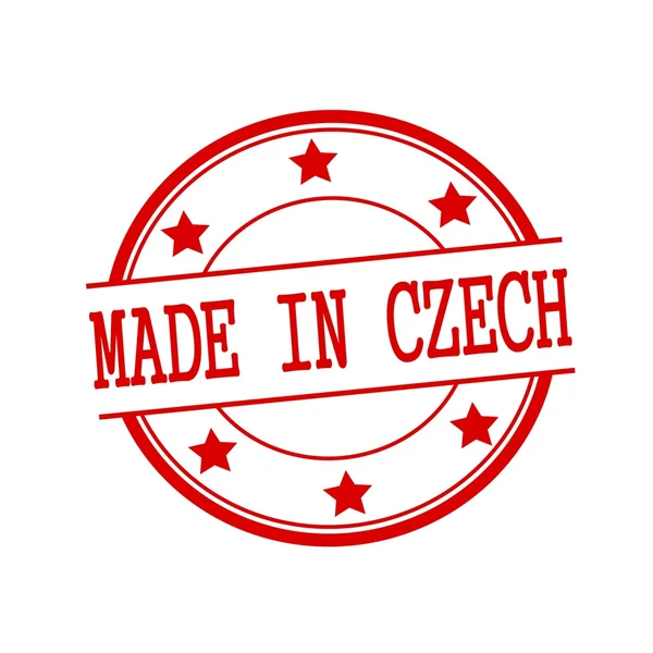 Made in Czech Republic red stamp text on red circle on a white background and star — Stock Photo, Image