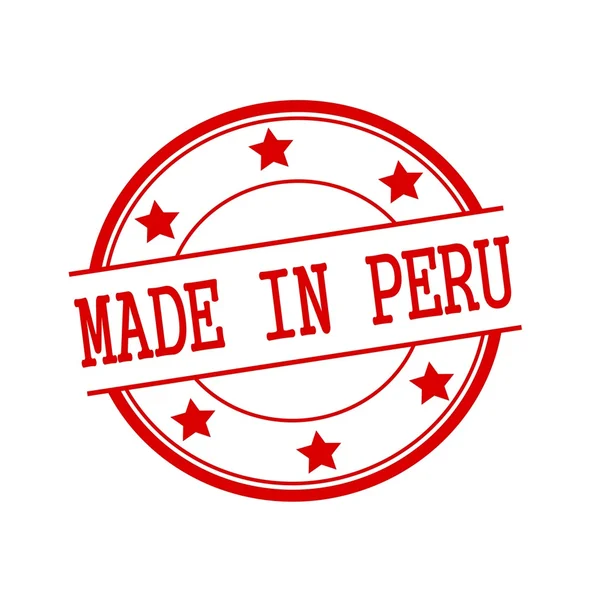 Made in Peru red stamp text on red circle on a white background and star — ストック写真