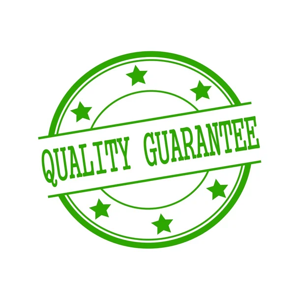 Quality guarantee green stamp text on green circle on a white background and star — Stok fotoğraf