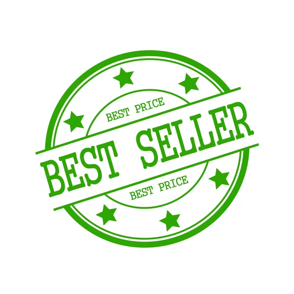 Bestseller green stamp text on green circle on a white background and star — Stockfoto