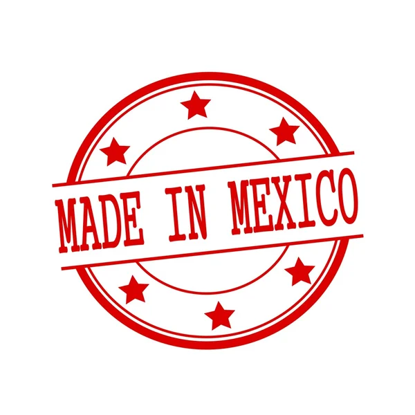 Made in Mexico red stamp text on red circle on a white background and star — стокове фото