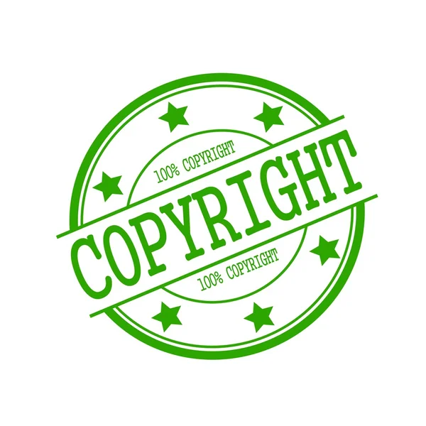 Copyright green stamp text on green circle on a white background and star — Stockfoto