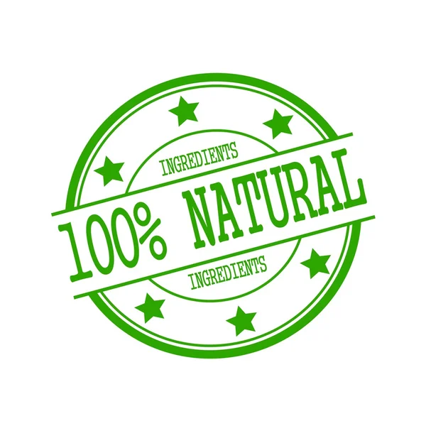 Natural ingredients stamp text on green circle on a white background and star — Stockfoto