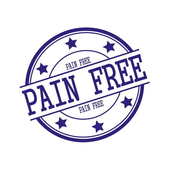 Pain free Blue-Black stamp text on Blue-Black circle on a white background and star
