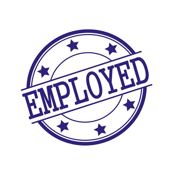 Employed Blue-Black stamp text on Blue-Black circle on a white background and star — Stockfoto