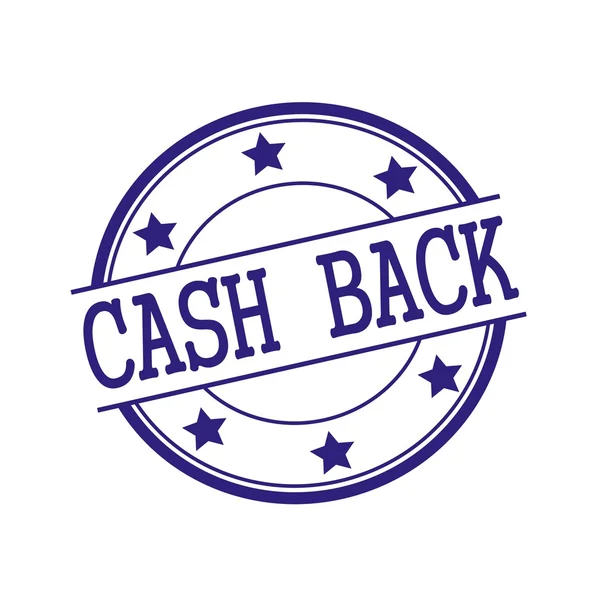 Cash back Blue-Black stamp text on Blue-Black circle on a white background and star — Stockfoto