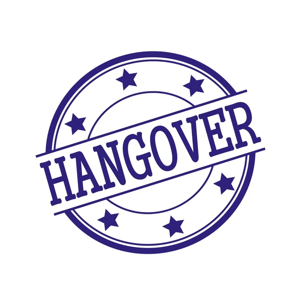 Hangover Blue-Black stamp text on Blue-Black circle on a white background and star — Φωτογραφία Αρχείου
