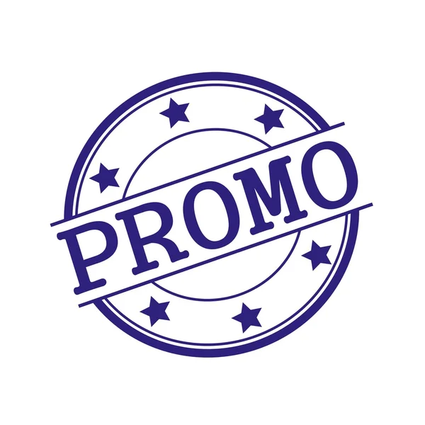 Promo Blue-Black stamp text on Blue-Black circle on a white background and star — Stock Photo, Image