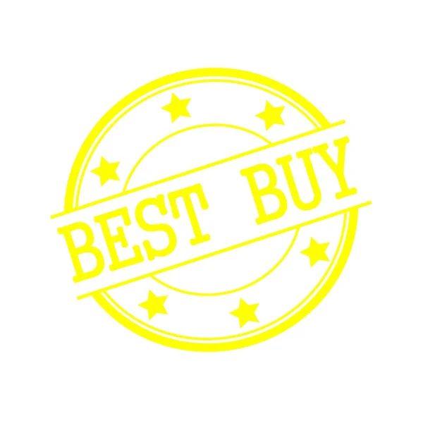 Best buy yellow stamp text on yellow circle on a white background and star — ストック写真