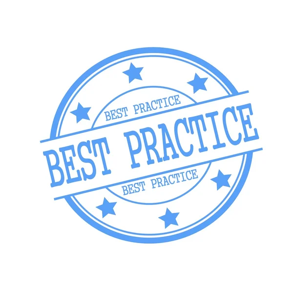 Best Practice blauer Stempeltext auf blauem Kreis auf weißem Hintergrund und Stern — Stockfoto