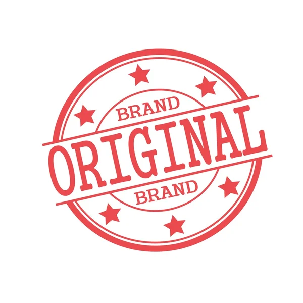 Original Marke roter Stempeltext auf rotem Kreis auf weißem Hintergrund und Stern — Stockfoto