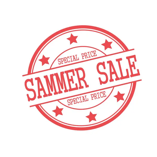 Summer sale red stamp text on red circle on a white background and star — Stock Photo, Image