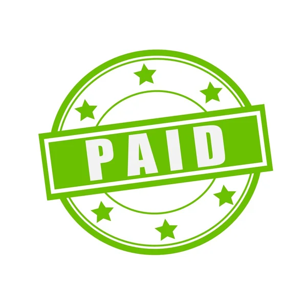Bezahlter weißer Stempeltext auf Kreis auf grünem Hintergrund und Stern — Stockfoto