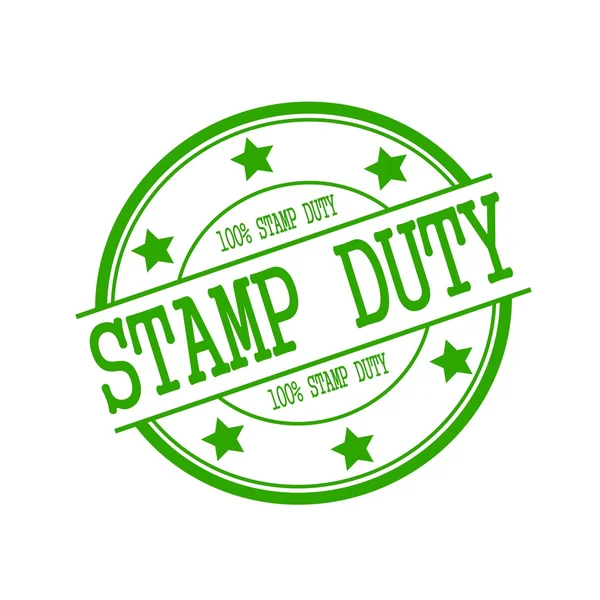 STAMP DUTY timbre texte sur cercle vert sur fond blanc et étoile Image En Vente