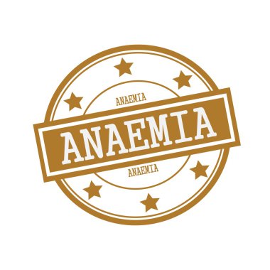 Anemi (kansızlık) beyaz damga metni daire kahverengi zemin ve yıldız