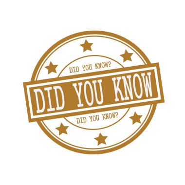 Biliyor musun beyaz metin çemberin üzerinde kahverengi zemin ve yıldız damga