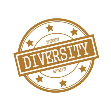 Çeşitlilik beyaz damga metni daire kahverengi zemin ve yıldız