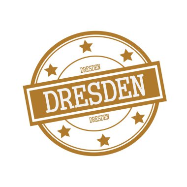 Dresden beyaz damga metni daire kahverengi zemin ve yıldız