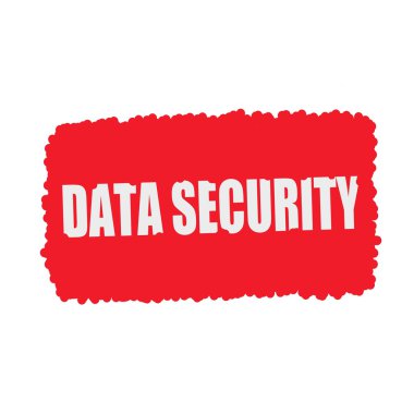 Veri güvenlik beyaz damga metni üzerinde kan kırmızı arka plan damla