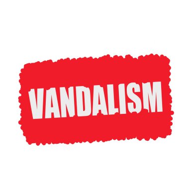Vandalizm beyaz damga metni üzerinde kan kırmızı arka plan damla