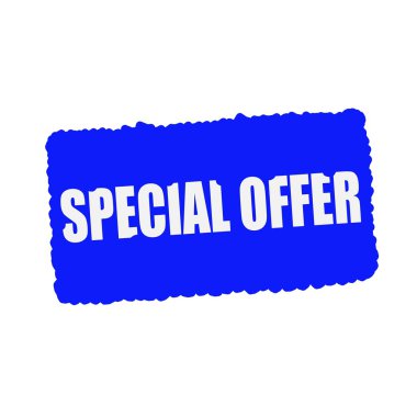 Özel Fırsat beyaz damga metni kan üzerinde mavi arka plan damla