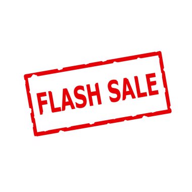 Dikdörtgen beyaz arka plan üzerinde Satılık kırmızı damga metni flash