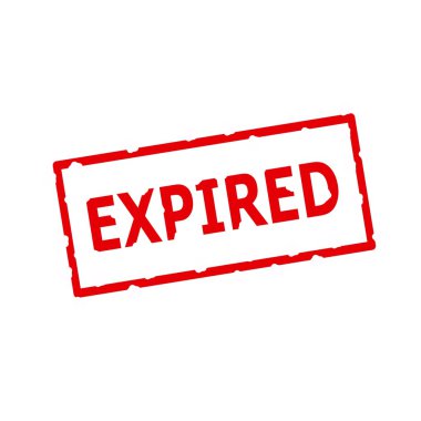 Dikdörtgen beyaz zemin üzerine kırmızı damga metni süresi