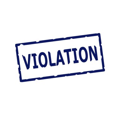 Dikdörtgen beyaz zemin üzerine mavi ihlali damga metni