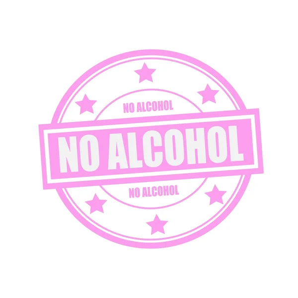 NO ALCOHOL texto de sello blanco en círculo sobre fondo rosa y estrella — Foto de Stock