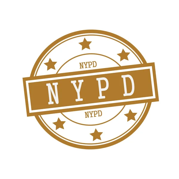 NYPD white stamp text on circle on brown background and star — Stock Photo, Image