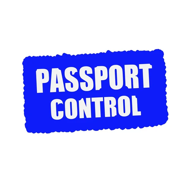 Passport control vit stämpel text på blå bakgrund — Stockfoto