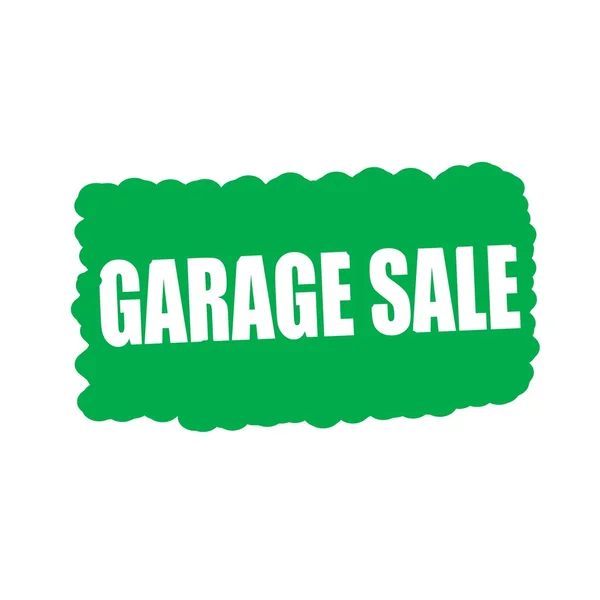 Venta de garaje texto sello blanco sobre fondo verde — Foto de Stock