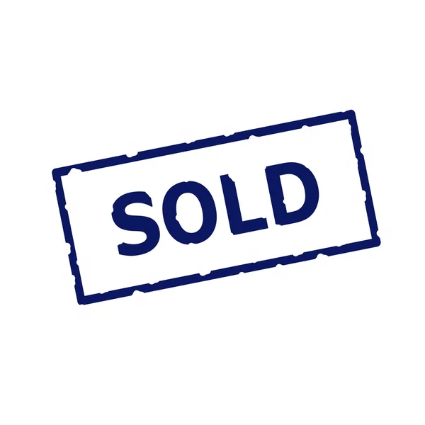 SOLD blue stamp text on Rectangular white background — Stock Photo, Image