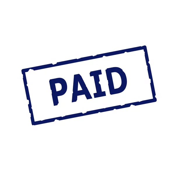 Bezahlter blauer Stempeltext auf rechteckigem weißem Hintergrund — Stockfoto
