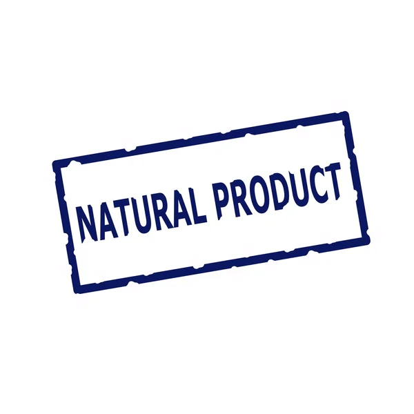 Natuurproduct blauwe stempel tekst op rechthoekige witte achtergrond — Stockfoto