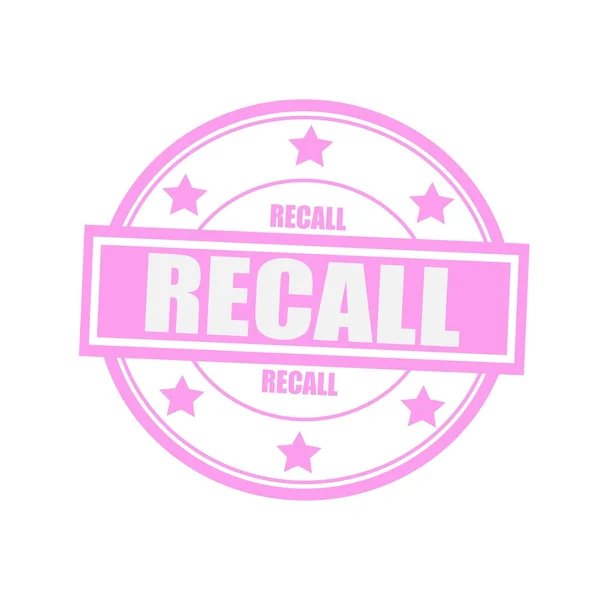 Recall white stamp text on circle on pink background and star — Stock Photo, Image