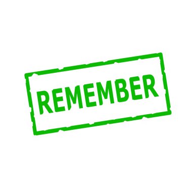 Dikdörtgen beyaz zemin üzerine yeşil damga metni hatırlıyorum