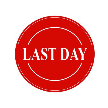 Geçen gün beyaz damga metni üzerinde kırmızı bir arka plan üzerinde daire