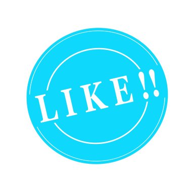 Daire mavi zemin üzerine beyaz damga metni gibi