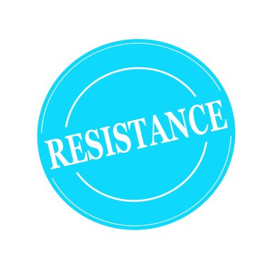 Direnç beyaz damga metni üzerinde mavi arka plan üzerinde daire