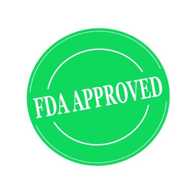 Daire yeşil zemin üzerine beyaz damga metni FDA onaylı