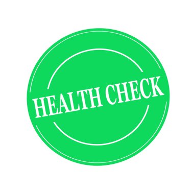 Sağlık Denetim beyaz damga metni üzerinde yeşil arka planda daireye