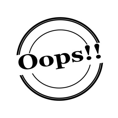 Oops damga metni daire beyaz arka planda siyah