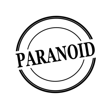 Paranoyak siyah damga metni üzerinde beyaz arka plan üzerinde daire