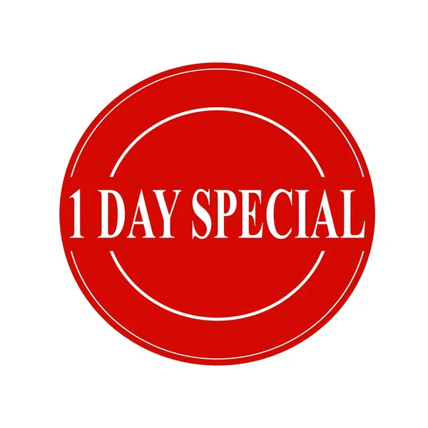 Um dia especial branco carimbo texto em círculo no fundo vermelho — Fotografia de Stock