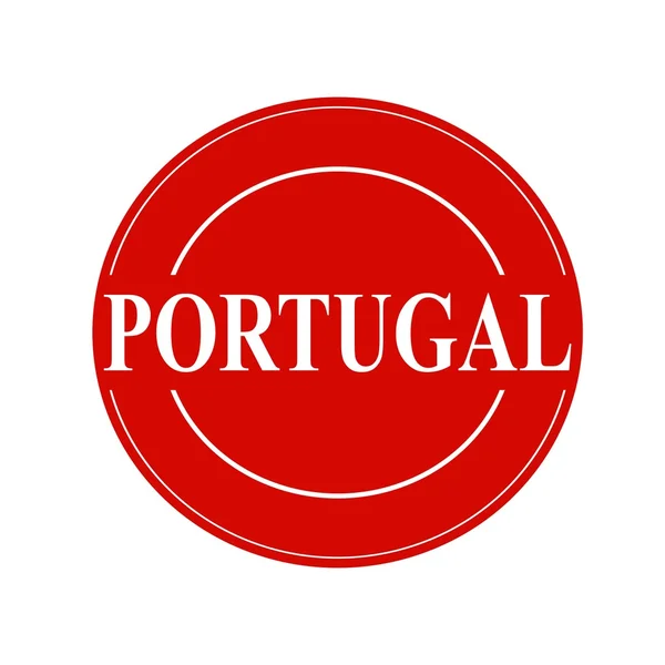 PORTUGAL white stamp text on circle on red background — Stock Photo, Image