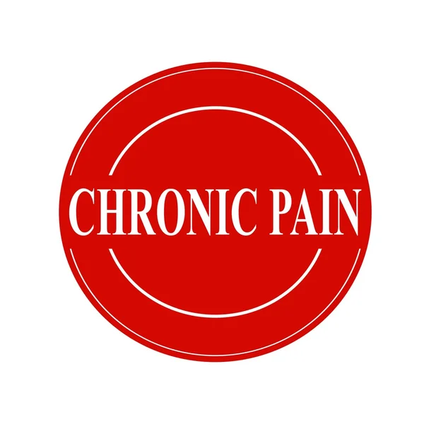Krónikus fájdalom fehér bélyegzőszöveg kör piros háttér — Stock Fotó