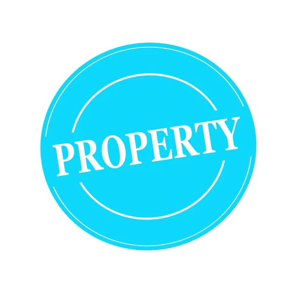 PROPERTY white stamp text on circle on blue background — Stock Photo, Image