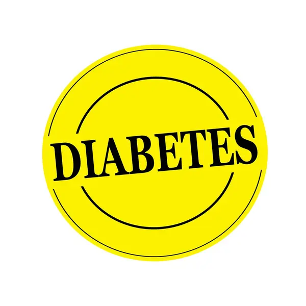 Diabetes schwarzer Stempeltext auf Kreis auf gelbem Hintergrund — Stockfoto